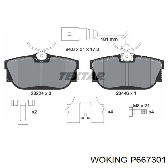 Купити P667301 Woking Задні колодки