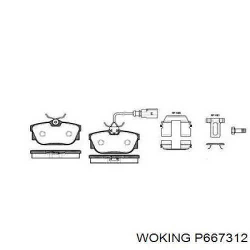 Задні гальмівні колодки Woking P667312 ціна, від 19.48 USD