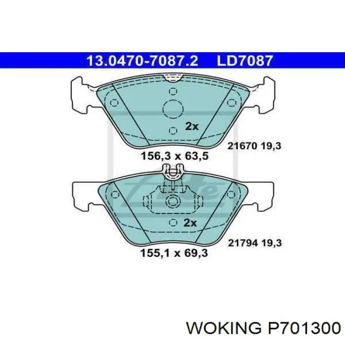 Передні тормозні колодки P701300 Woking