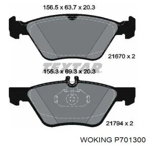P701300 Woking колодки гальмівні передні, дискові