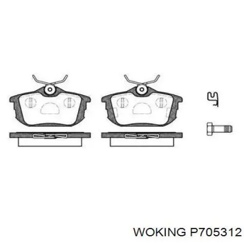Задні гальмівні колодки Woking P705312 ціна, від 21.14 USD