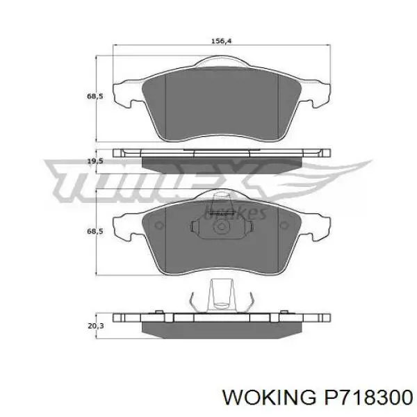 Передні тормозні колодки P718300 Woking