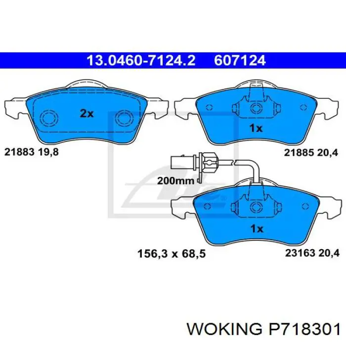 P718301 Woking Передні гальмівні колодки
