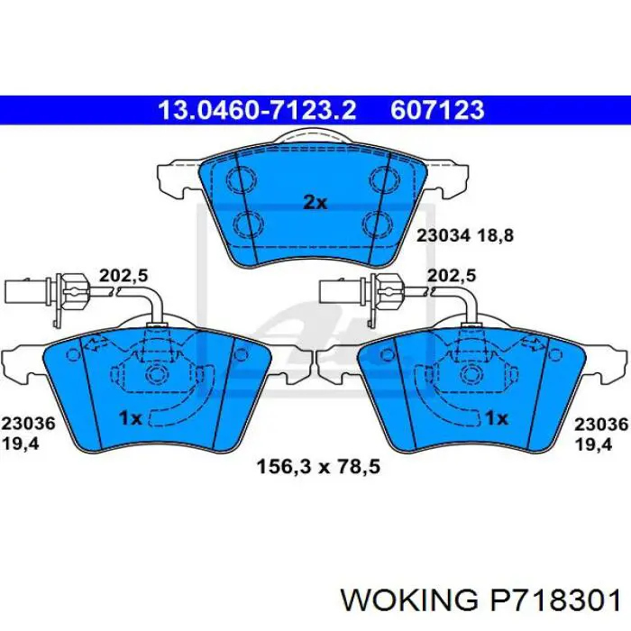 Гальмівні колодки Woking P718301 ціна, від 21.67 USD