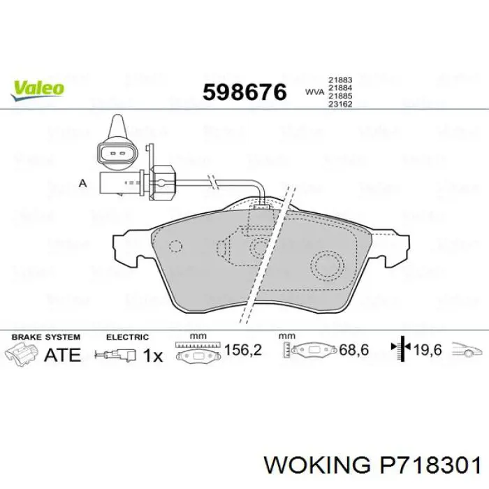 Передні тормозні колодки P718301 Woking