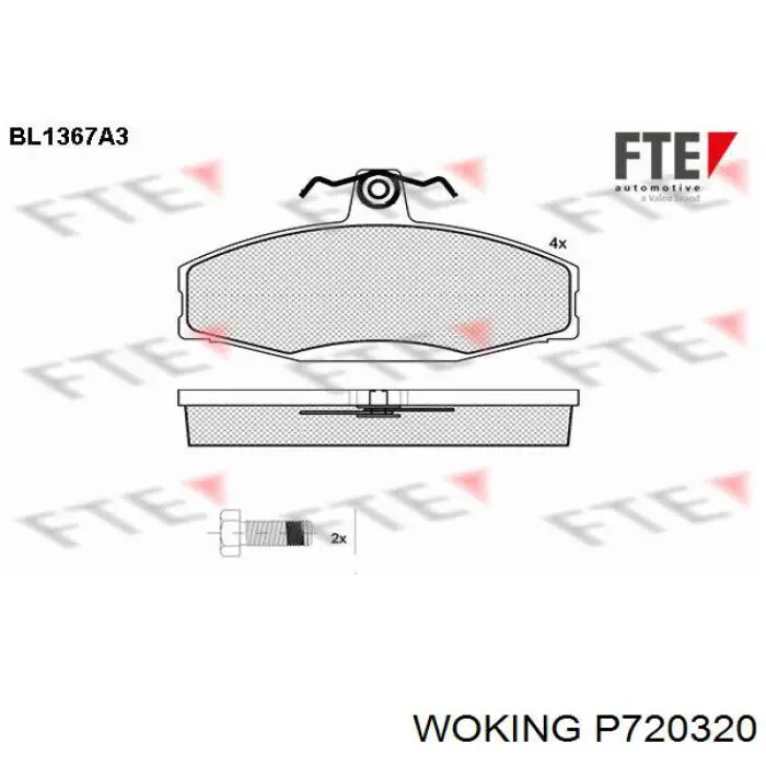 Гальмівні колодки Woking P720320 ціна, від 14.20 USD