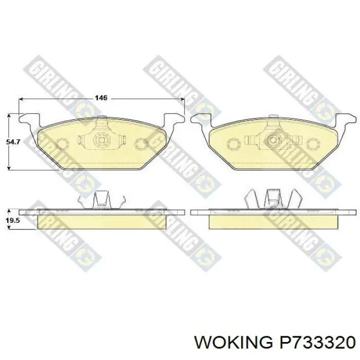 Гальмівні колодки Woking P733320 ціна, від 23.50 USD