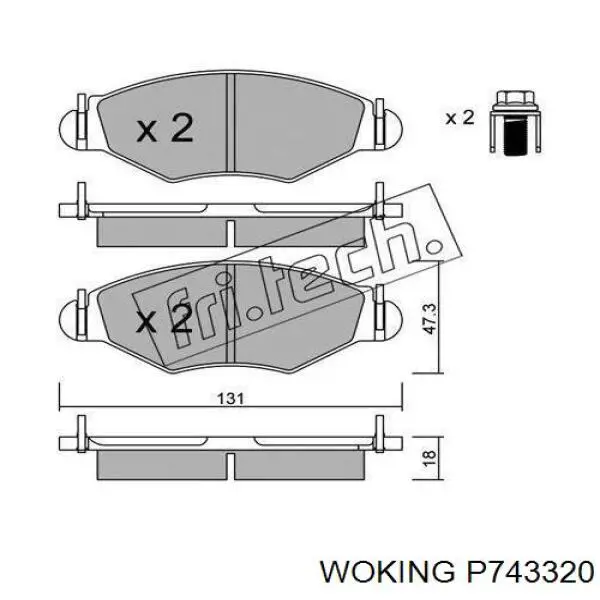 Колодки гальмівні передні, дискові P743320 Woking