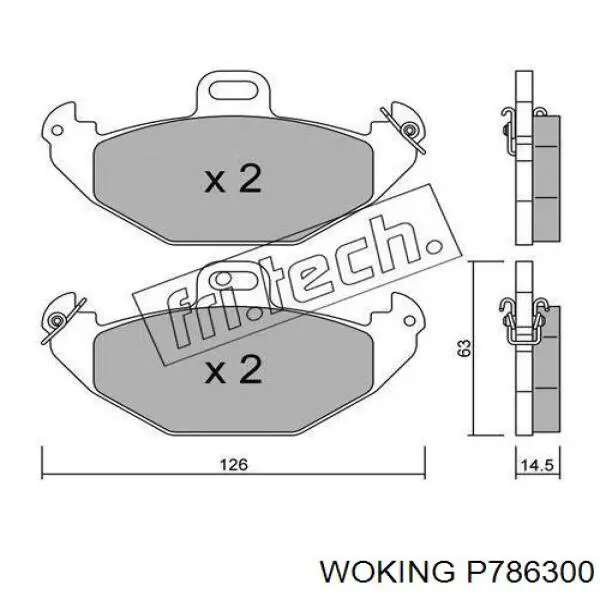 Колодки гальмові задні, дискові P786300 Woking