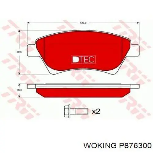 P876300 Woking Передні гальмівні колодки