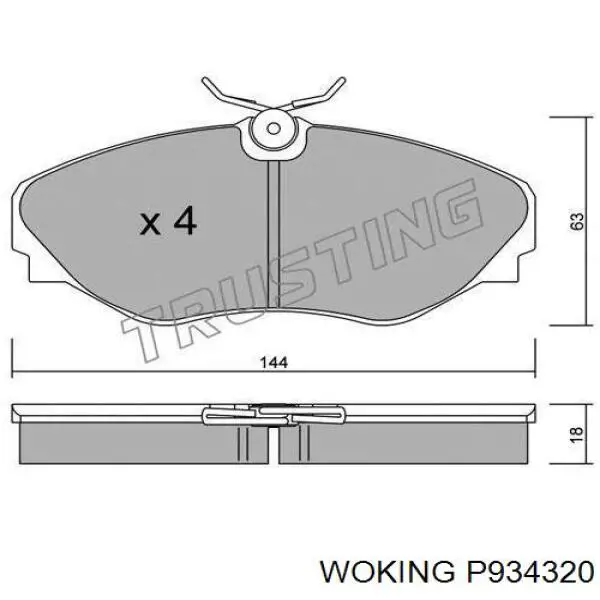 Гальмівні колодки Woking P934320 ціна, від 29.68 USD