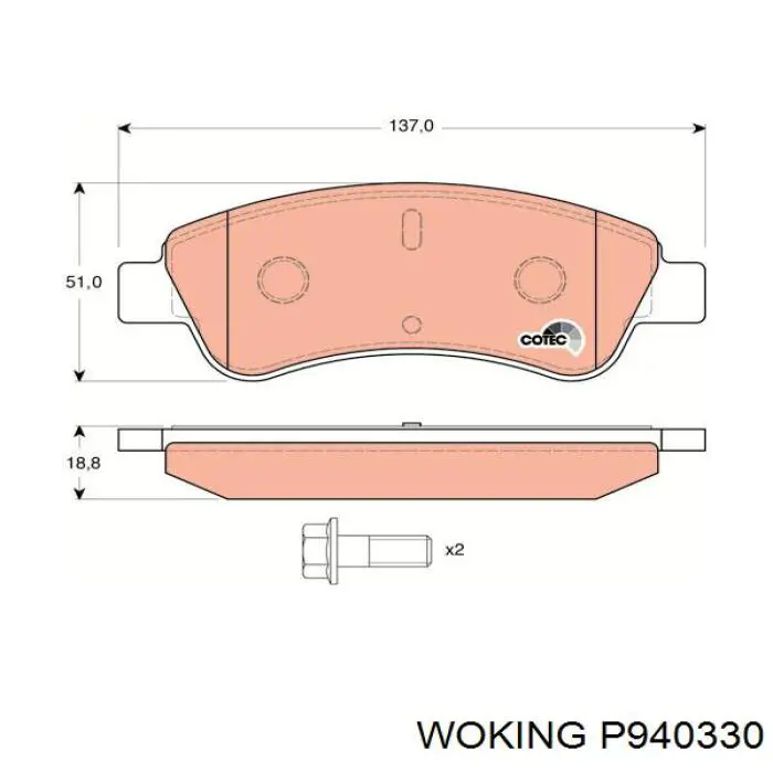 Гальмівні колодки Woking P940330 ціна, від 21.31 USD