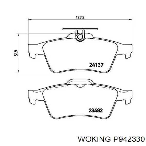 Купити P942330 Woking Задні колодки