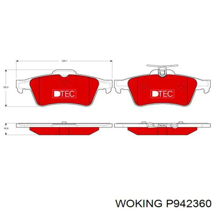 P942360 Woking колодки гальмові задні, дискові