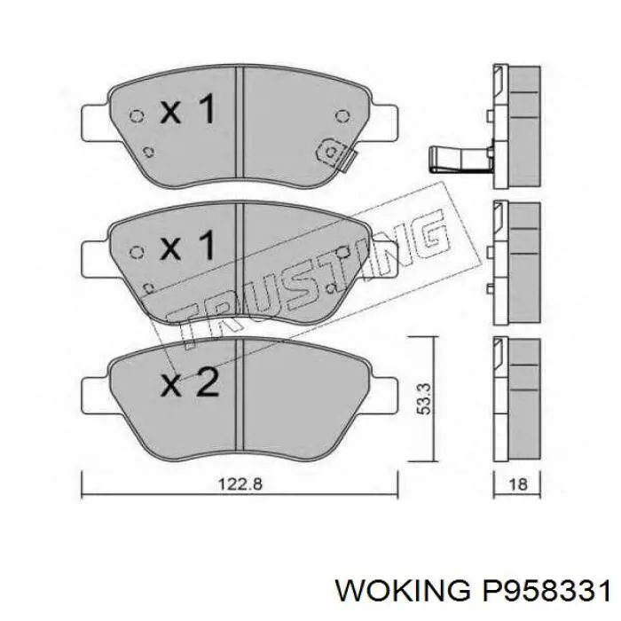 Колодки гальмівні передні, дискові P958331 Woking