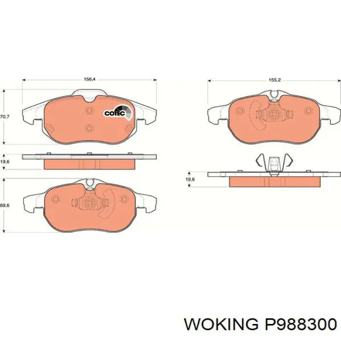 Гальмівні колодки Woking P988300 ціна, від 22.40 USD