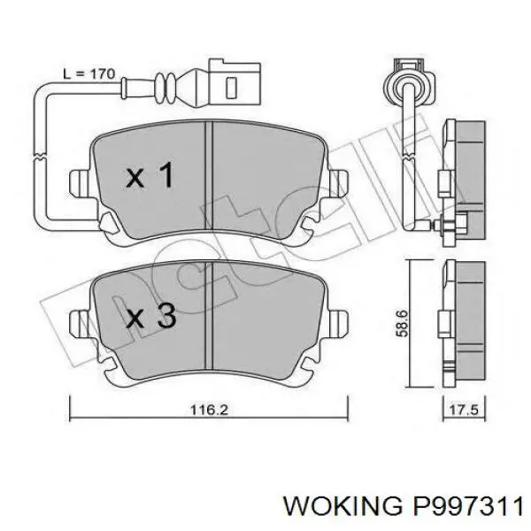 Задні гальмівні колодки Woking P997311 ціна, від 23.34 USD