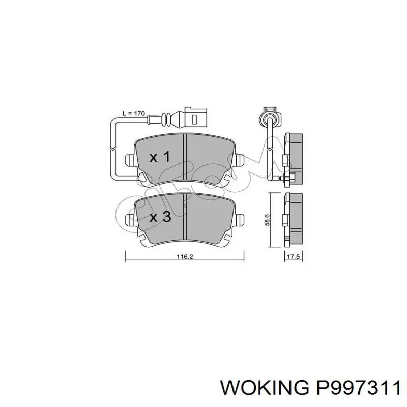 Задні гальмівні колодки Woking P997311 ціна, від 23.34 USD