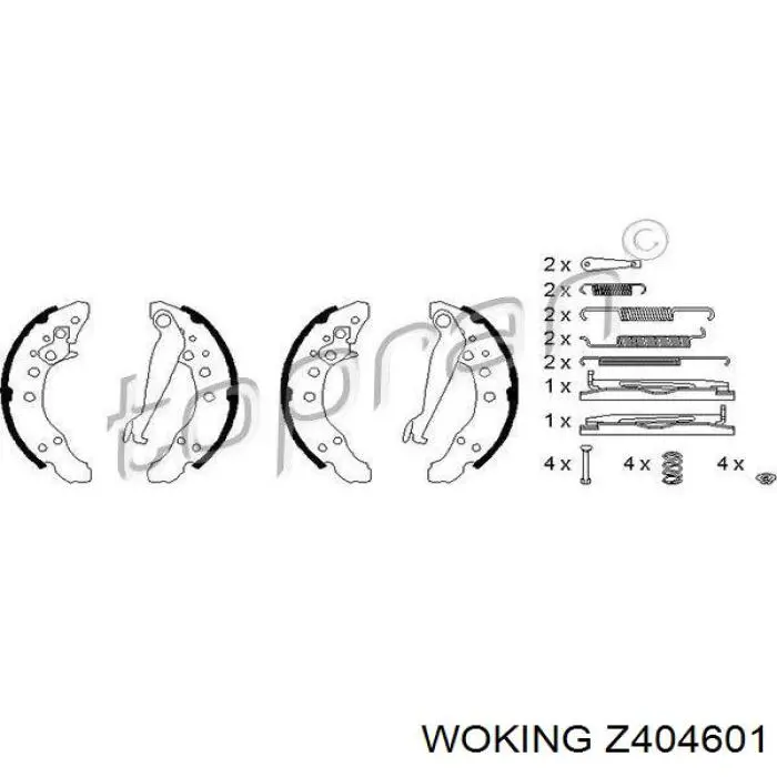 Колодки гальмові задні, барабанні Woking Z404601 ціна, від 12.67 USD