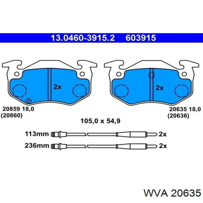 20635 WVA Передні гальмівні колодки