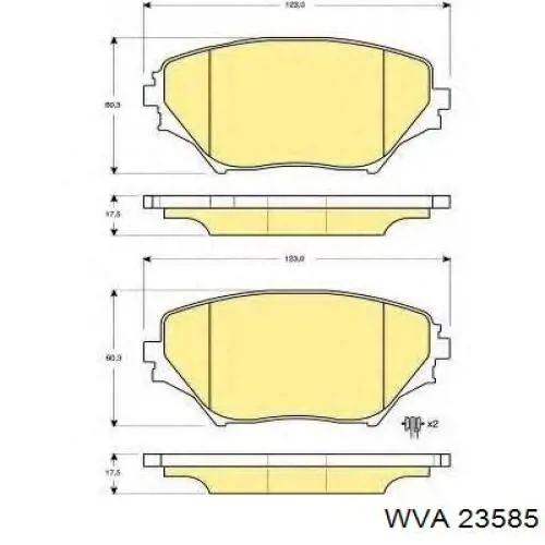 Передні тормозні колодки 23585 WVA