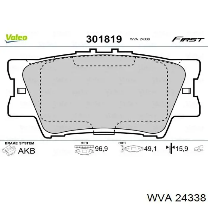 Задні гальмівні колодки WVA 24338 ціна, від 21.94 USD