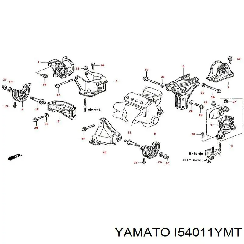 Подушка (опора) двигуна, ліва передня Yamato I54011YMT