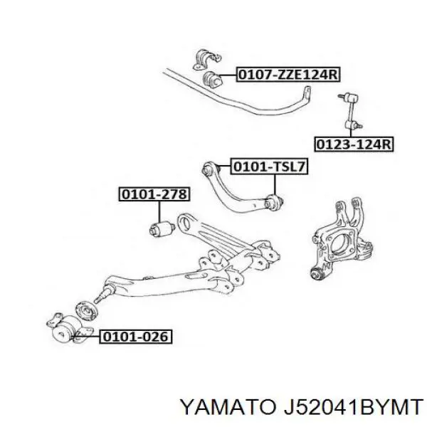 Сайлентблок заднього нижнього важеля Yamato J52041BYMT