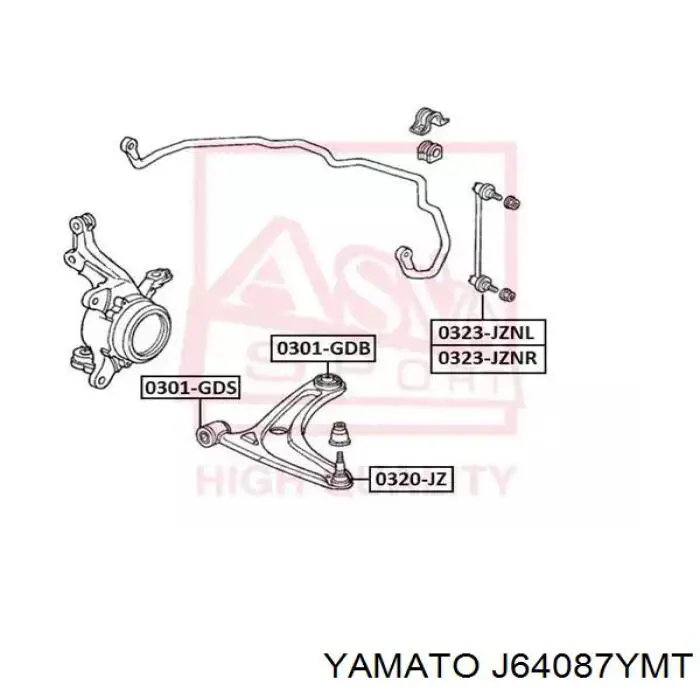 Стійка стабілізатора переднього, права J64087YMT Yamato