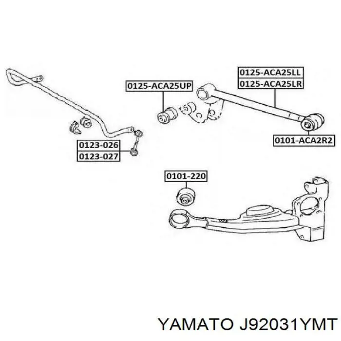 Важіль задньої підвіски нижній, правий J92031YMT Yamato