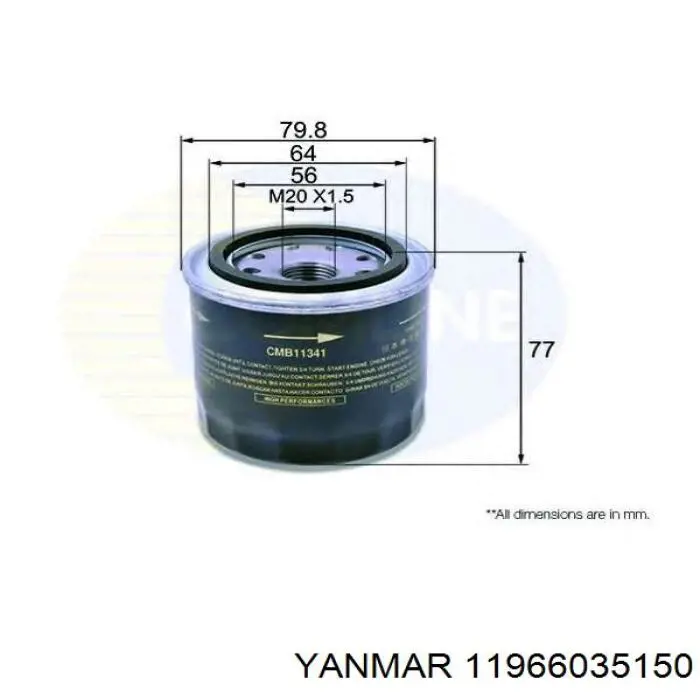 Фільтр масляний 11966035150 Yanmar