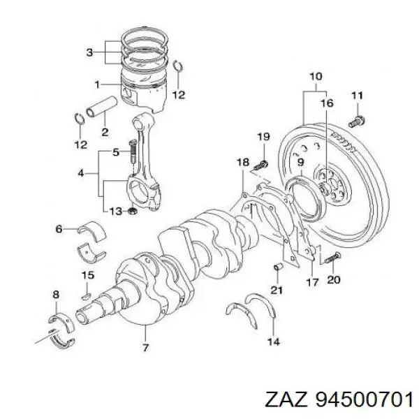 Болт кронштейна подушки двигуна ZAZ 94500701 ціна, від 0.42 USD