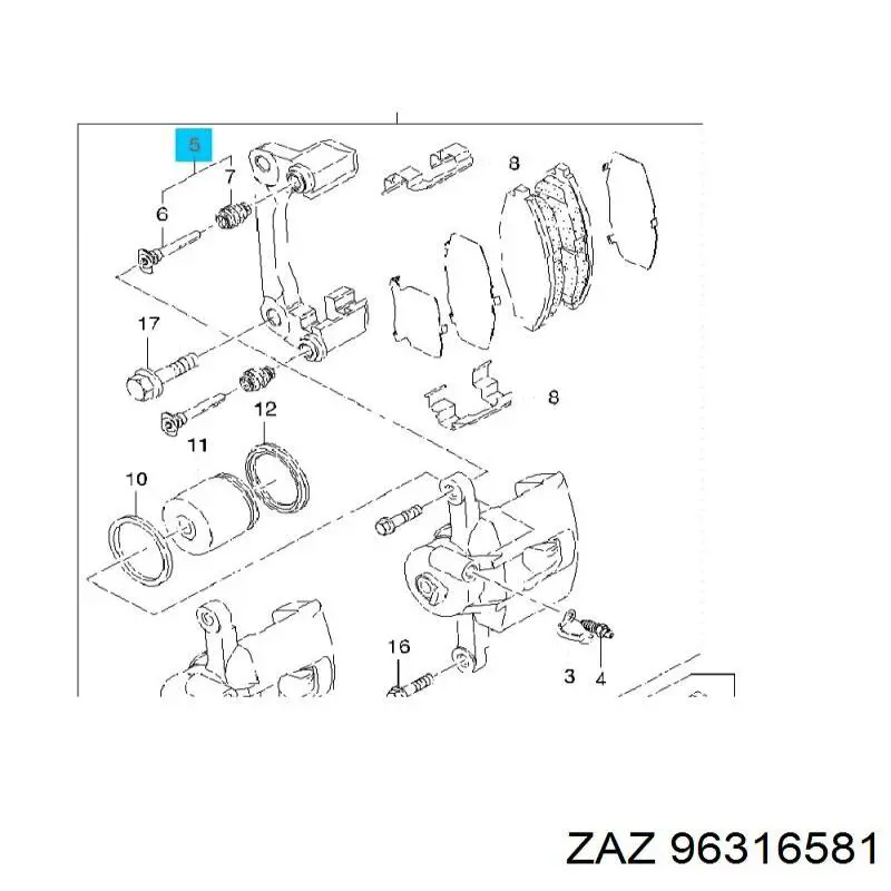 Ремкомплект супорту гальмівного переднього 96316581 ZAZ