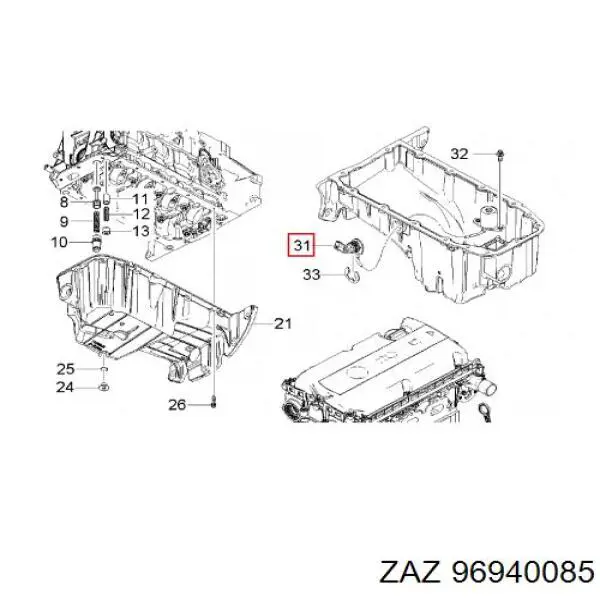 96940085 Opel Датчик температури масла двигуна