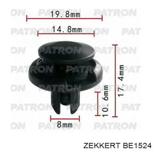 BE1524 Zekkert Пістон (кліп) кріплення підкрилки переднього крила