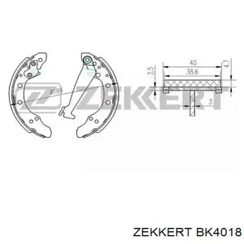 BK4018 Zekkert Колодки гальмівні задні, барабанні