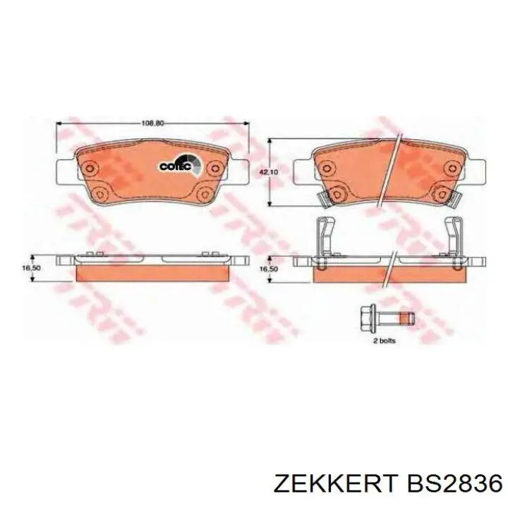Задні гальмівні колодки Zekkert BS2836 ціна, від 18.93 USD