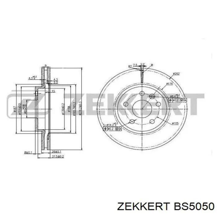 BS5050 Zekkert Диск тормозной передний (Колесный диск 15")