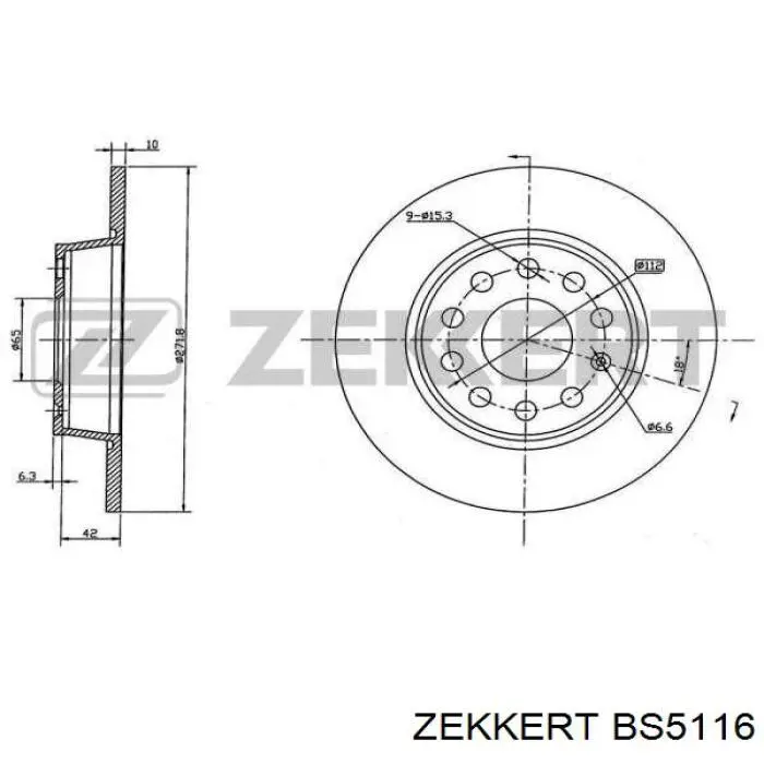 Диск гальмівний задній BS5116 Zekkert