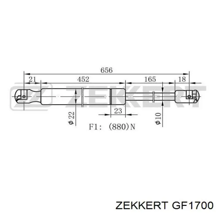 Амортизатор кришки багажника/ двері 3/5-ї задньої GF1700 Zekkert