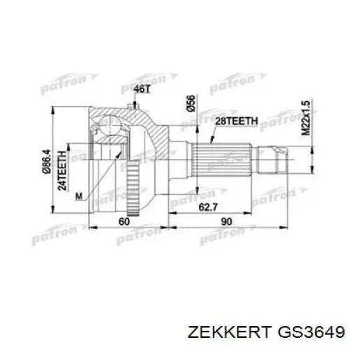 ШРУС зовнішній передній GS3649 Zekkert