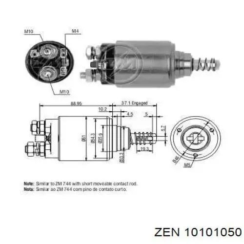 Бендикс стартера 10101050 ZEN