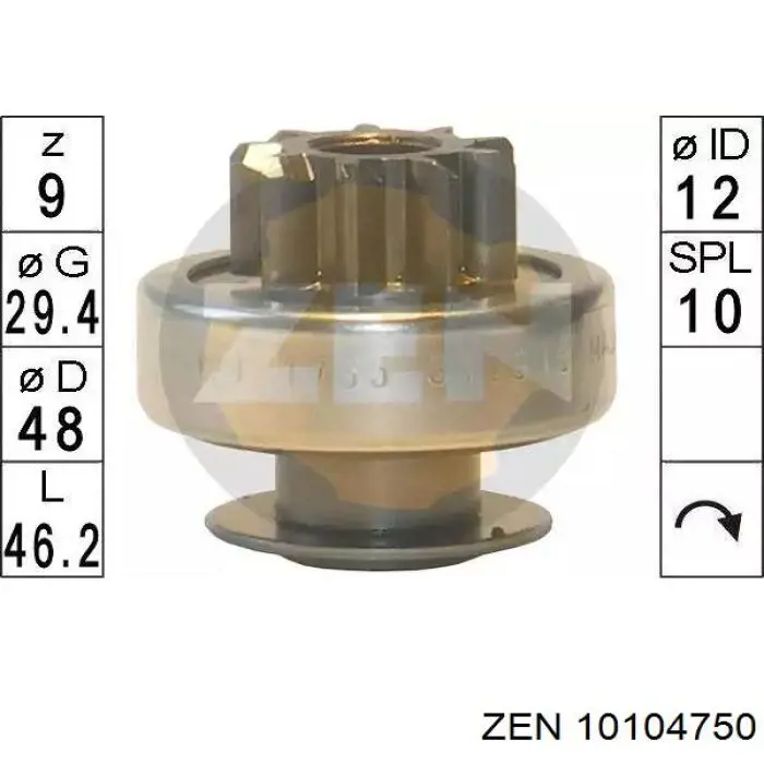 Купити 10104750 ZEN Бендикс стартера