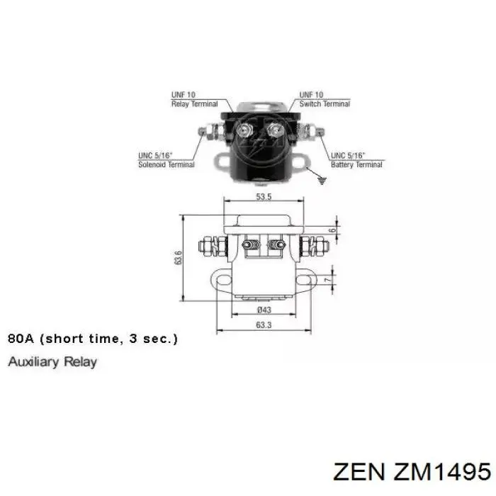 Купити ZM1495 ZEN Втягуюче реле стартера