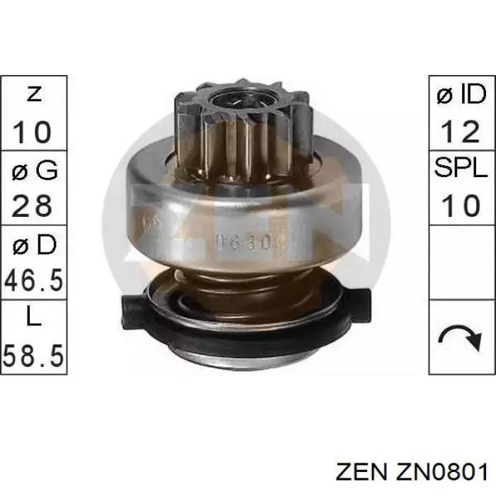 ZN0801 ZEN бендикс стартера