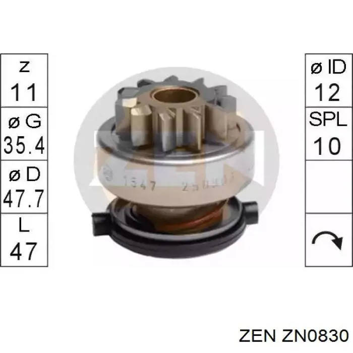 ZN0830 ZEN Привід стартера бендикс