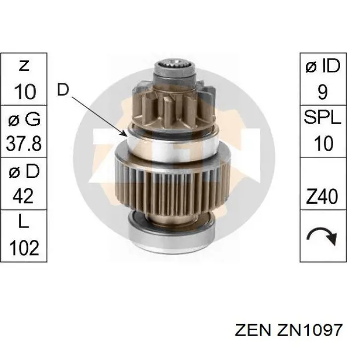 ZN1097 ZEN Привід стартера бендикс
