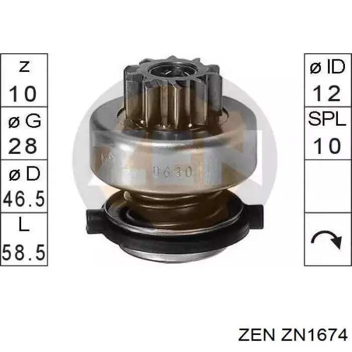 Купити ZN1674 ZEN Бендикс стартера