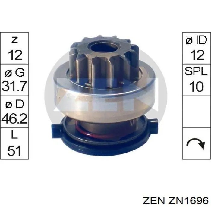 ZN1696 ZEN Привід стартера бендикс