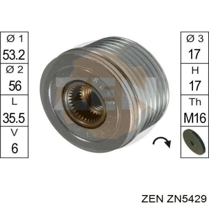 Інерційний шків ZEN ZN5429 ціна, від 36.54 USD